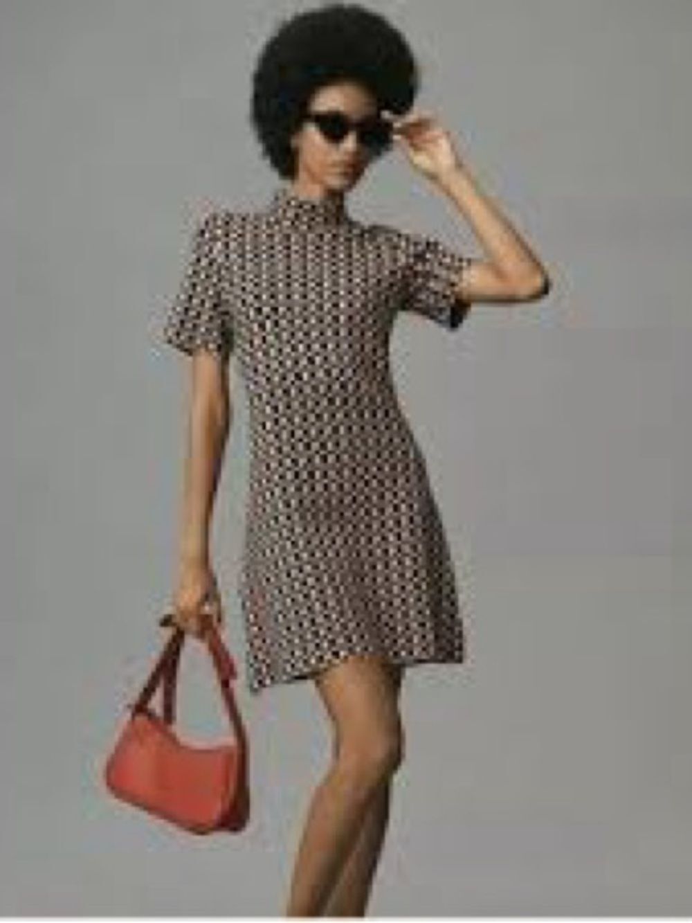 Anthropologie Black and Cream Geometric Mini Dress